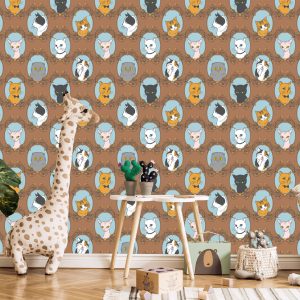 Papier Peint Pour Les Enfants - Chats Drôles - Style Rétro – Image 5