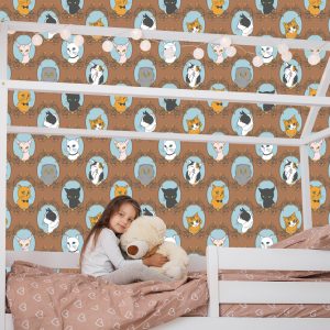 Papier Peint Pour Les Enfants - Chats Drôles - Style Rétro – Image 7