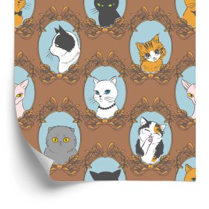Papier Peint Pour Les Enfants - Chats Drôles - Style Rétro – Image 2