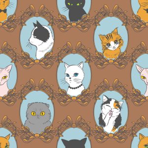 Papier Peint Pour Les Enfants - Chats Drôles - Style Rétro – Image 1