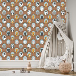 Papier Peint Pour Les Enfants - Chats Drôles - Style Rétro – Image 3