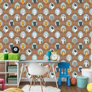 Papier Peint Pour Les Enfants - Chats Drôles - Style Rétro – Image 4