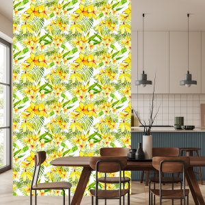 Papier Peint Fleurs De Plumeria Avec Des Feuilles De Palmier – Image 4