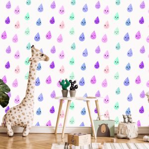 Papier Peint Pour Les Enfants - Gouttelettes Joyeuses Colorées – Image 5