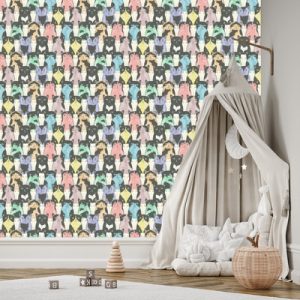 Papier Peint Pour Les Enfants - Chats Drôles - Style Scandinave – Image 3