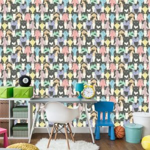 Papier Peint Pour Les Enfants - Chats Drôles - Style Scandinave – Image 4