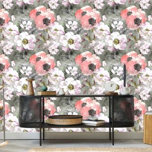 Papier Peint Roses Avec Coquelicot Vintage – Image 5