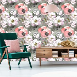 Papier Peint Roses Avec Coquelicot Vintage – Image 6