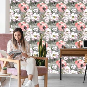 Papier Peint Roses Avec Coquelicot Vintage – Image 7