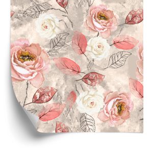Papier Peint Roses Peintes À L'aquarelle Avec Des Feuilles – Image 2