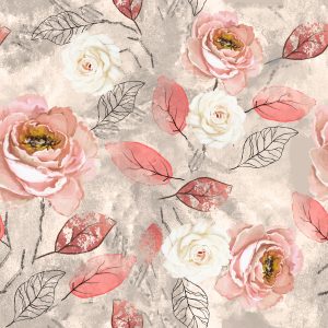 Papier Peint Roses Peintes À L'aquarelle Avec Des Feuilles – Image 1