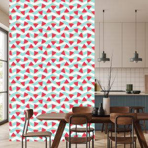 Papier Peint Pour Enfants - Pastèques Sur Fond Blanc - Turquoise – Image 4