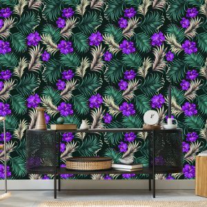 Papier Peint Hibiscus Aux Feuilles Tropicales – Image 5