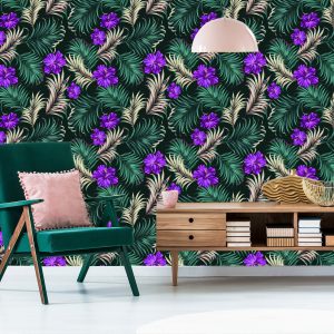 Papier Peint Hibiscus Aux Feuilles Tropicales – Image 6