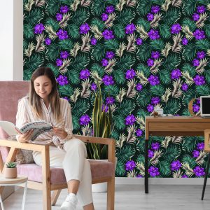 Papier Peint Hibiscus Aux Feuilles Tropicales – Image 7