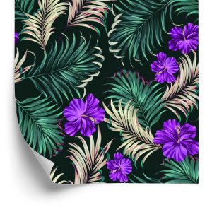 Papier Peint Hibiscus Aux Feuilles Tropicales – Image 2