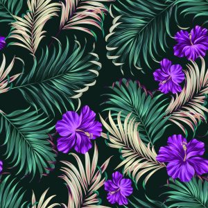 Papier Peint Hibiscus Aux Feuilles Tropicales – Image 1