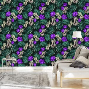 Papier Peint Hibiscus Aux Feuilles Tropicales – Image 3