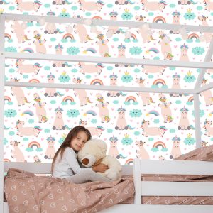 Papier Peint Pour Les Enfants - Licornes Et Arc-En-Ciel – Image 7