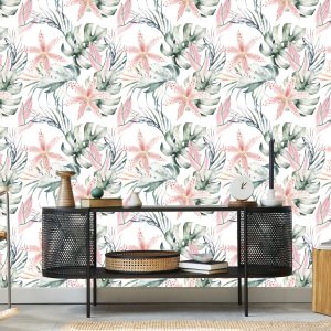 Papier Peint Orchidées Tropicales Avec Des Feuilles – Image 5