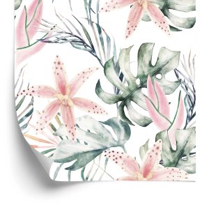 Papier Peint Orchidées Tropicales Avec Des Feuilles – Image 2