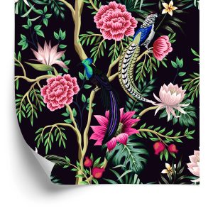 Papier Peint Plantes Tropicales Avec Des Oiseaux – Image 2