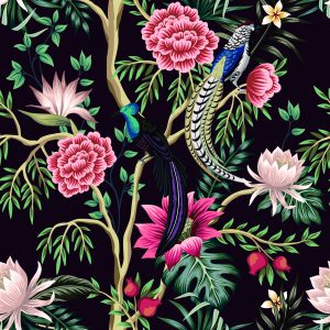 Papier Peint Plantes Tropicales Avec Des Oiseaux – Image 1