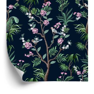 Papier Peint Arbres Tropicaux Avec Des Oiseaux – Image 2