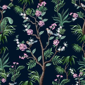 Papier Peint Arbres Tropicaux Avec Des Oiseaux – Image 1