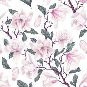 Papier Peint Fleurs De Magnolia En Fleurs Peintes – Image 1