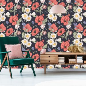 Papier Peint Tulipes, Coquelicots, Bleuets Et Marguerites – Image 6