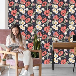 Papier Peint Tulipes, Coquelicots, Bleuets Et Marguerites – Image 7