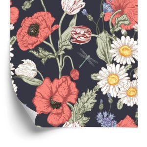 Papier Peint Tulipes, Coquelicots, Bleuets Et Marguerites – Image 2