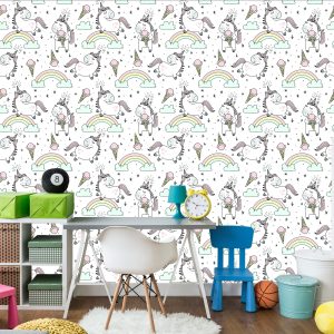 Papier Peint Pour Les Enfants - Happy Unicorns – Image 4
