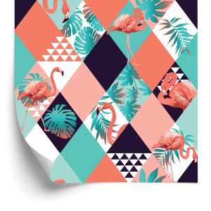Papier Peint Flamants Roses Et Feuilles Tropicales – Image 2