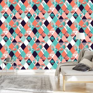 Papier Peint Flamants Roses Et Feuilles Tropicales – Image 3