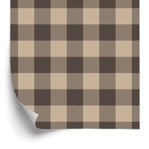 Papier Peint Vintage Check Marron Et Beige À La Mode – Image 2