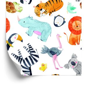 Papier Peint Animaux De Safari Colorés – Image 2