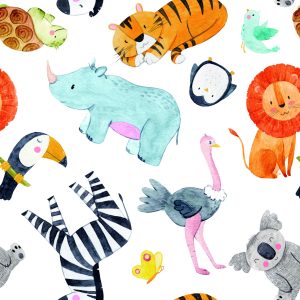 Papier Peint Animaux De Safari Colorés – Image 1