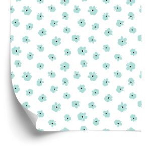 Papier Peint Petites Fleurs Turquoises – Image 2