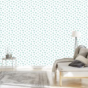 Papier Peint Petites Fleurs Turquoises – Image 3