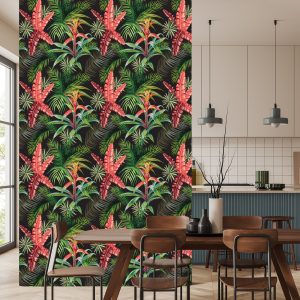 Papier Peint Feuilles De Palmier Et Fleurs Exotiques – Image 4