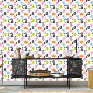 Papier Peint Pour Les Enfants - Chats Colorés Drôles – Image 5
