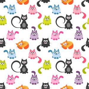 Papier Peint Pour Les Enfants - Chats Colorés Drôles – Image 1