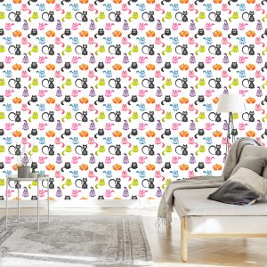 Papier Peint Pour Les Enfants - Chats Colorés Drôles – Image 3