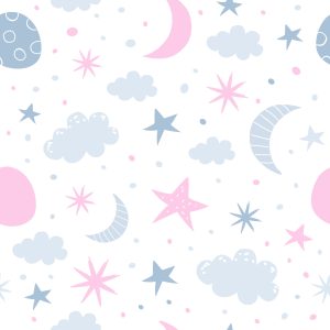 Papier Peint Pour Les Enfants - Étoiles, Nuages ​​Et Lunes Dans Le Style Scandinave – Image 1