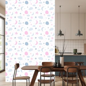 Papier Peint Pour Les Enfants - Étoiles, Nuages ​​Et Lunes Dans Le Style Scandinave – Image 4