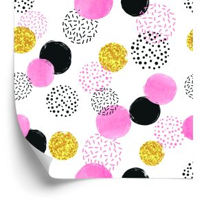 Papier Peint Pois Noirs Roses Et Jaunes – Image 2