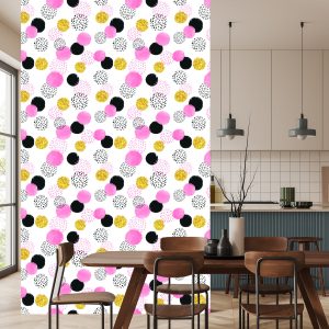 Papier Peint Pois Noirs Roses Et Jaunes – Image 4