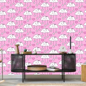 Papier Peint Pour Les Enfants - Sleeping Clouds Hearts And Stars – Image 5